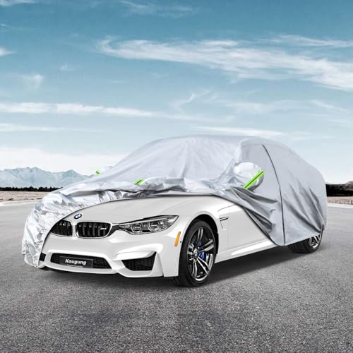 Image of Kaugung 6 Layers Sedan Car Cover Custom Fit BMW E46 (1998-2006), Waterproof All Weather with Zipper Door,Sun Rain Dust Snow Protection. (Ships from US Warehouse, Arrive Within 3-7 Days)