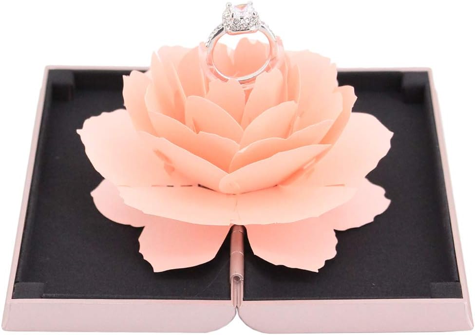Rosee Box Rose Engagement Ring Box Jewelry Case Gift Box for Wedding Proposal(Pink)