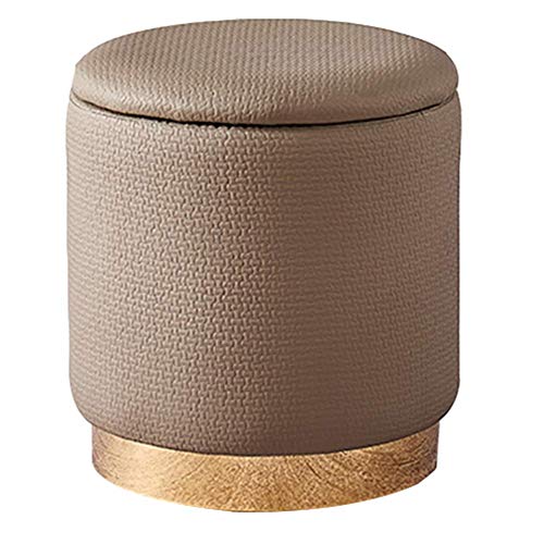 Genérico Taburete otomano Redondo de Terciopelo Vintage con Espacio de almacenaje - Puff Gris Oscuro con Tapa para salón y Dormitorio - Reposapiés tapizado para tocador y Cambiador - 40 x 43 cm