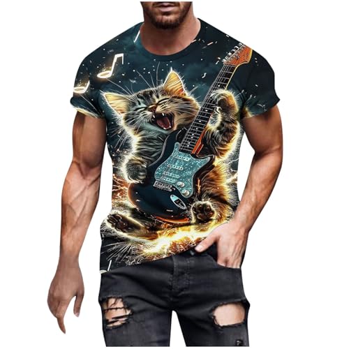 3D Cat Printed T-Shirts for Men Short Sleeve Animal Graphic Tees Shirts Summer Funny Tshirts Streetwear Tops