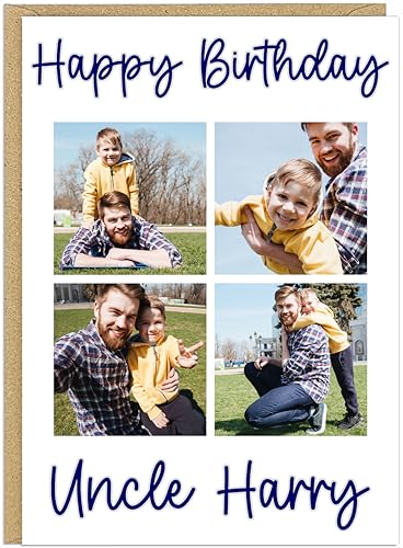 Men's Personalised Multi Photo Happy Birthday Card - 4 Custo
