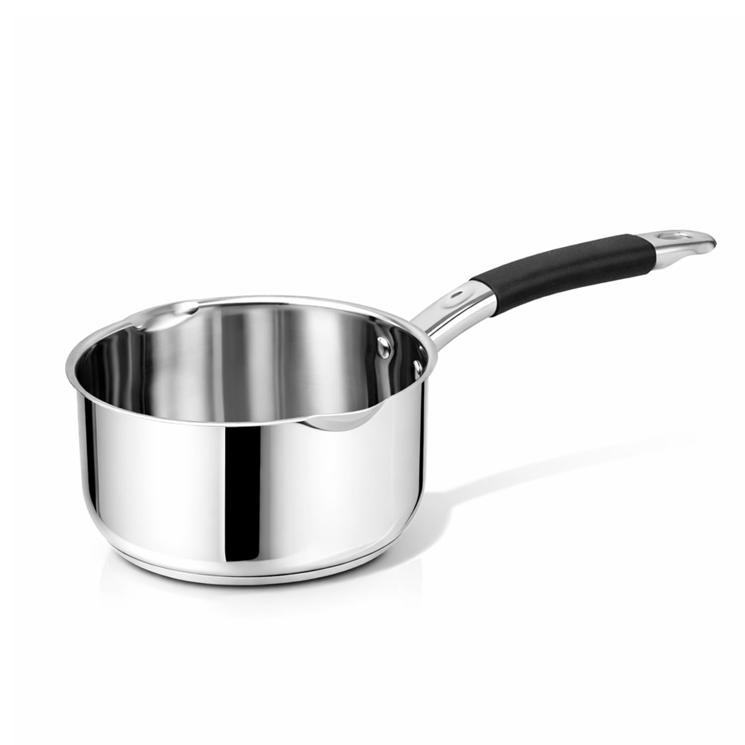 HOMSMYTH Stainless Steel Milk Pan with Pouring Lips – 16cm 1.5L Capacity | Induction-Compatible Milk Pan with Heat-Resistant Handle | Premium Small Saucepan for Gas, Electric & Ceramic Hobs (16cm)