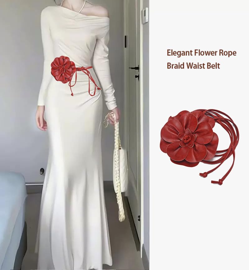 COTIM COYIN Women's Decor Flower Rope Braid Waist Belt for Wedding Dress, Party, Sash Waist Belt For Bridal3