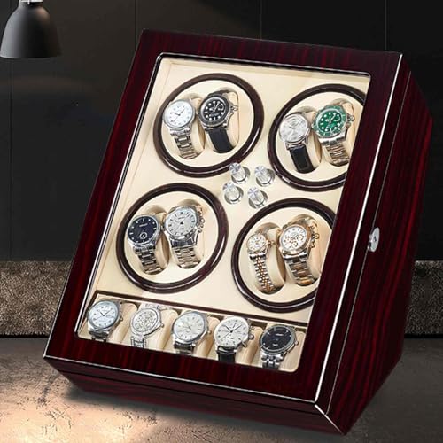 JXCCA - Reloj de pulsera para relojes automáticos, caja de reloj de madera para hombre, relojes ruleta para hombre, 8 posiciones de cuerda y 5 posiciones de almacenamiento, pintura piano, rotación