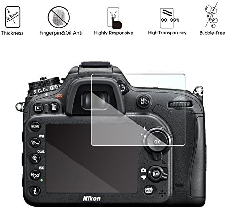 (Pack of 3) Tempered Glass Screen Protector For Nikon D7100 D7200 D800 D800e D810 D750 D600 D610 D500, Akwox [0.3mm 2.5D High Definition 9H] Optical LCD Premium Glass Protective Film