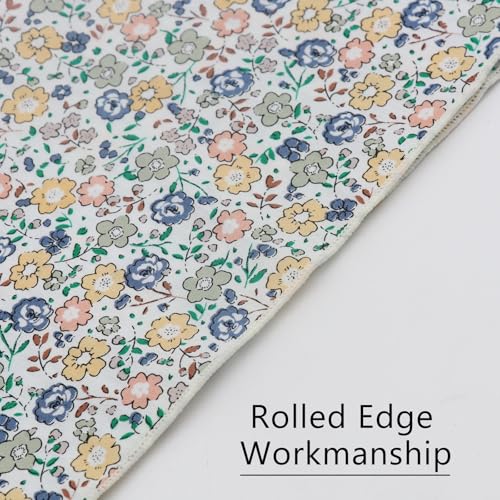 Image of Floral Pocket Squares for Men with Holder Printed Flower Mens Handkerchief Cotton Suit Pocket Hanky for Wedding