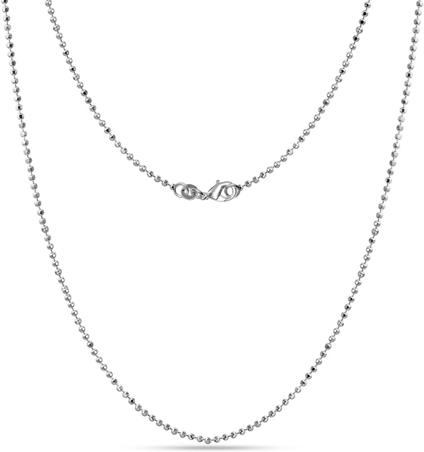 Ball Chain Necklace for Women | 2MM Ball Bead Italian Chain Necklace | Perfect Jewelry Gift for Mom Sister Wife friend