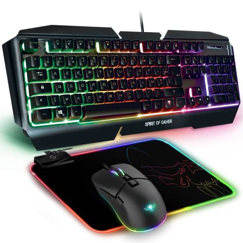SPIRIT OF GAMER – Ultimate 500 - Pack Gaming RGB 3 en 1 – pour PC/Xbox/PlayStation - Clavier Gamer RGB Aluminium Anti-Ghosting - Souris Gamer RGB 6400...