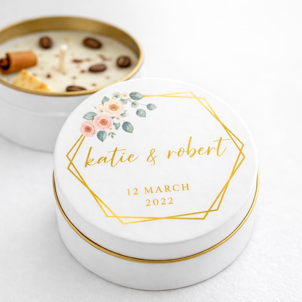 Coffee Scented Candle Favor Set – Personalized Soy Wax Candles with Orange & Cinnamon Accents (10-200 Pieces)