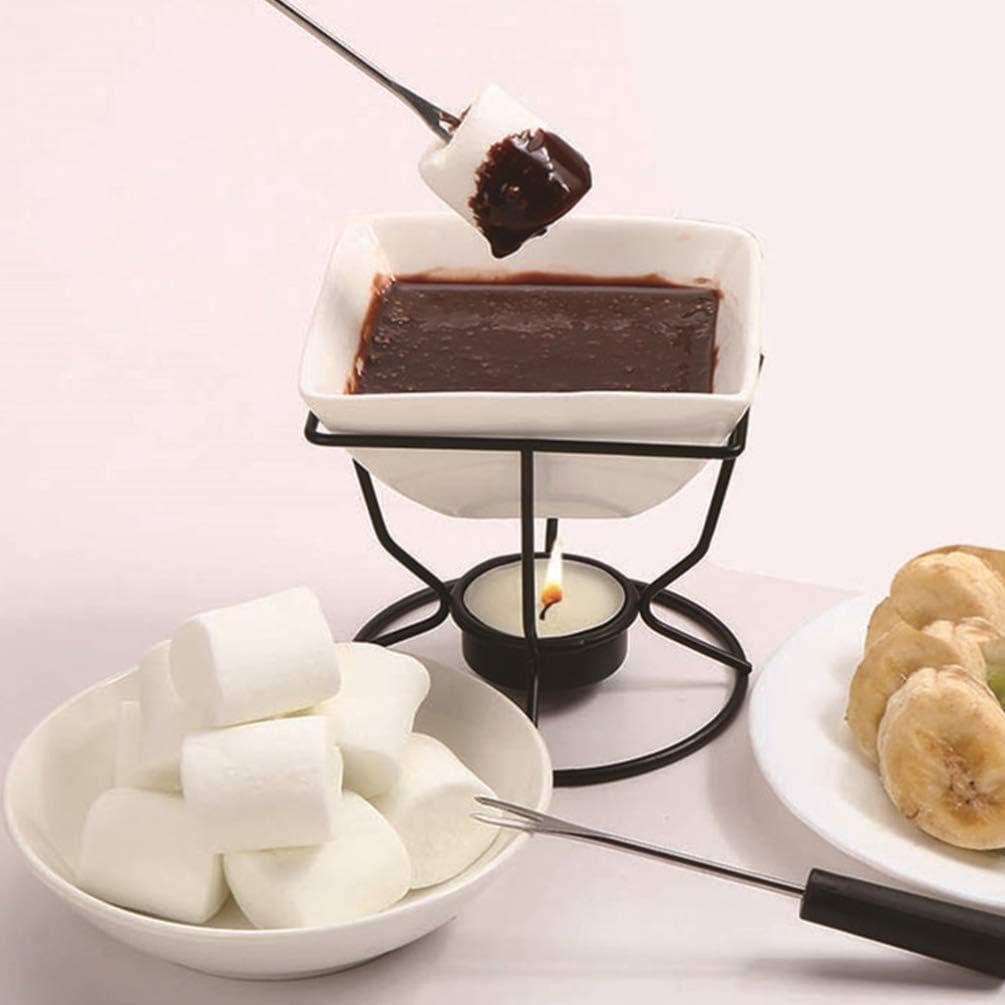 YARNOW Ceramic Melting Pot Butter Warmer with Tealight Candle for Cheese Chocolate Fondue Hot Pot DIY Baking Tool 4-Inch Compact Stove