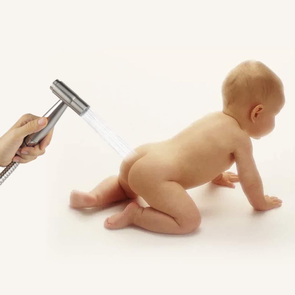 Doccetta Bidet per WC, cromata, a Doppia Funzione, da Parete o Portatile, con Getto d'Acqua Fredda per l'igiene Personale.