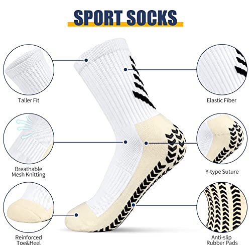 Huanlang Anti Slip Soccer Socks Mens Athletic Grip Socks Non-Slip Sports Sock Anti Blister Socks With Grips Unisex 2 Pairs #TOP1