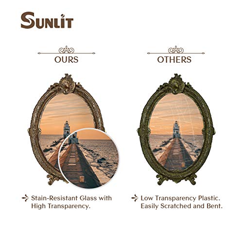 Sunlit Vintage Picture Frame 5X7 Inch, Oval Antique Photo Frames With Glass Front, Luxury Photo Display, Tabletop Wall Hanging, Gift Ideas, Brown #TOP2