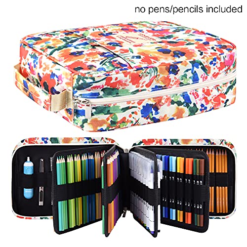 Pencil Case Holder Slot - Holds 260 Colored Pencils Or 180 Gel Pens With Zipper Closure - Large Capacity Polyester Pen Organizer For Watercolor Pens Or Markers - Perfect For Artist Color Ink Dots #TOP1