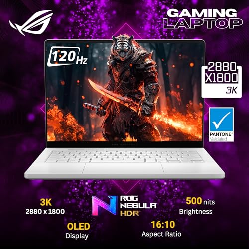 Image of ASUS ROG Zephyrus G14 AI Gaming Laptop, 14 inch 3K OLED Display, AMD Ryzen 9 270(>i9-12900H), GeForce RTX 5060, Liquid Metal Cooling, Dolby Vision & Atmos, Windows 11 Pro, White(16GB DDR5 RAM | 2TB SSD)
