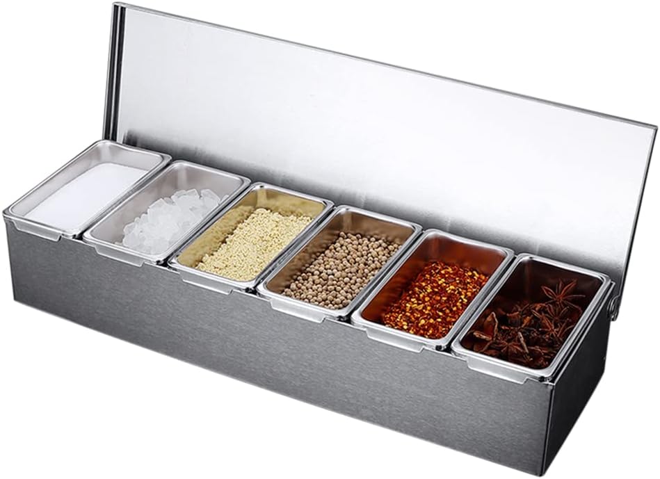 Contenitore ingredienti 6 scomparti 450 ml acciaio inox