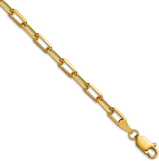 JewelryWeb 14k Yellow Gold 3.5mm Solid Beveled Paperclip Chain Necklace Chain Necklace for Women and Men