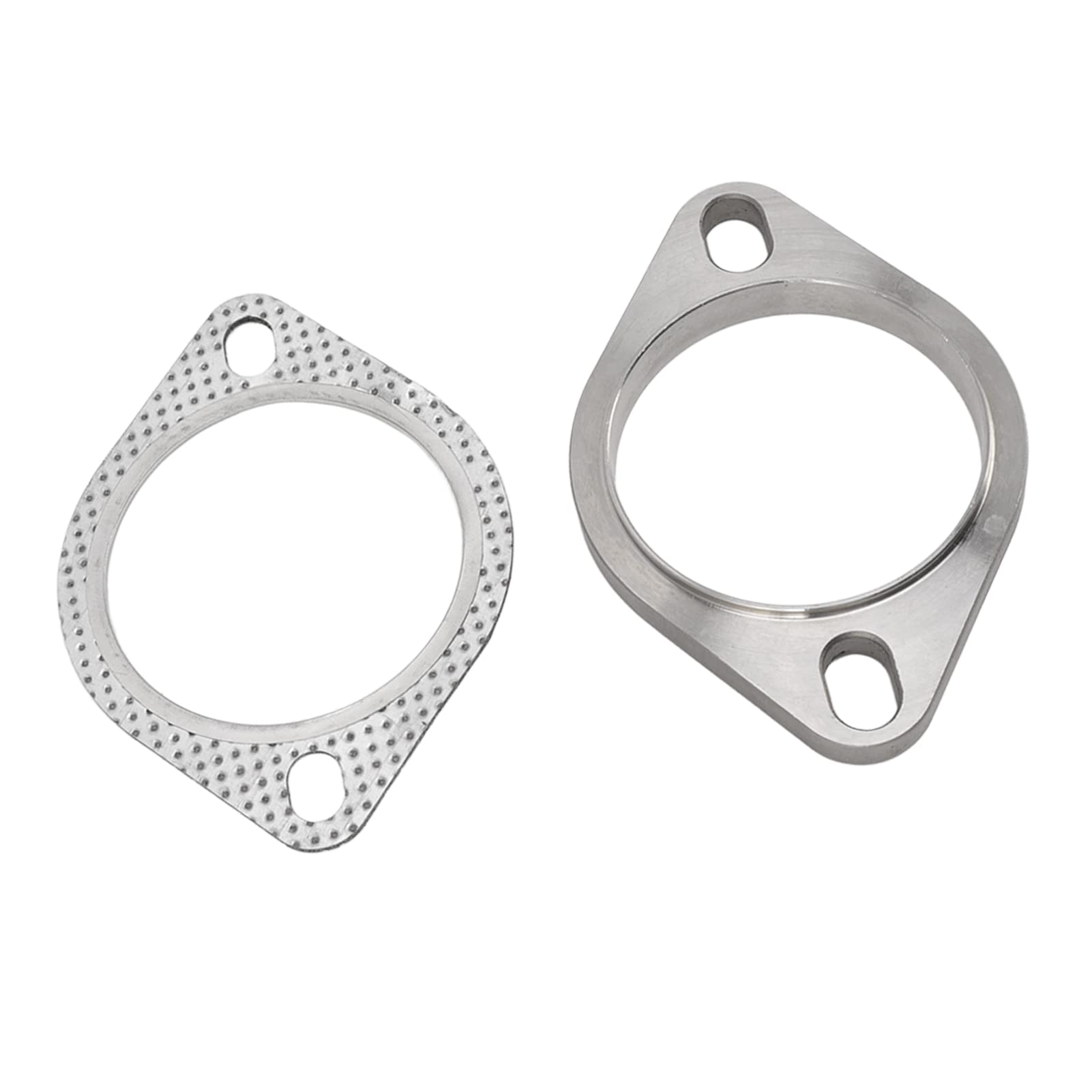 Tbest Set di Connessione Flangia di Scarico, 2 Bulloni 3 Pollici Kit di Connessione Flangia di Scarico Lega Universale per Intestazioni Catback Tubo di Scarico