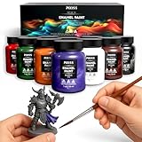 Pixiss Enamel Paint Set – 10 Colors, 1oz Bottles – Gloss Finish Paint for Models, Miniatures, Crafts, Plastic, Resin, and Wood – Hobby Paint Set for Detail Work