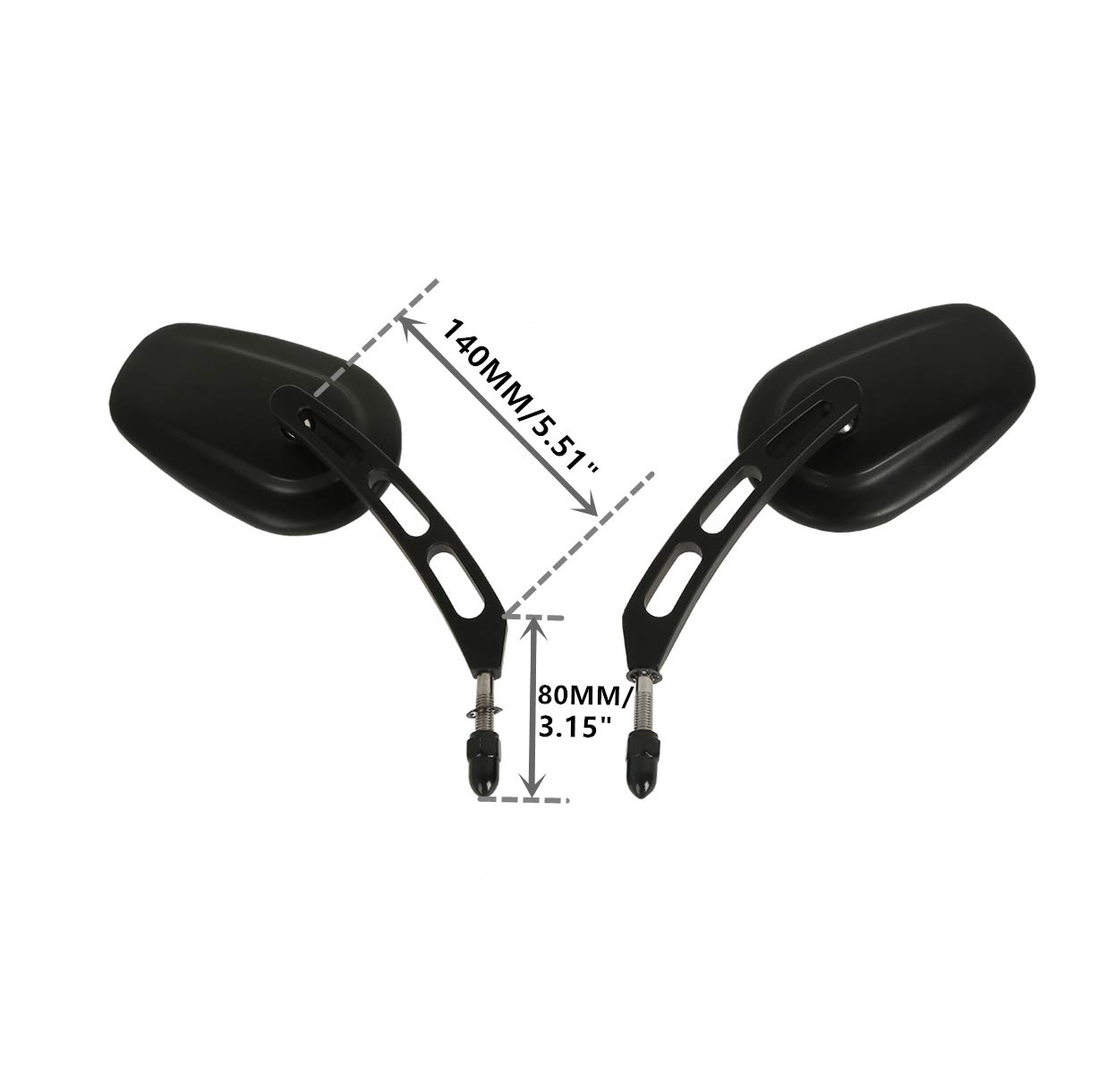 Moto 8mm Rétroviseur Adapté pour Harley Davidson Touring Softail FL Dyna Sportster 883 Noir mat