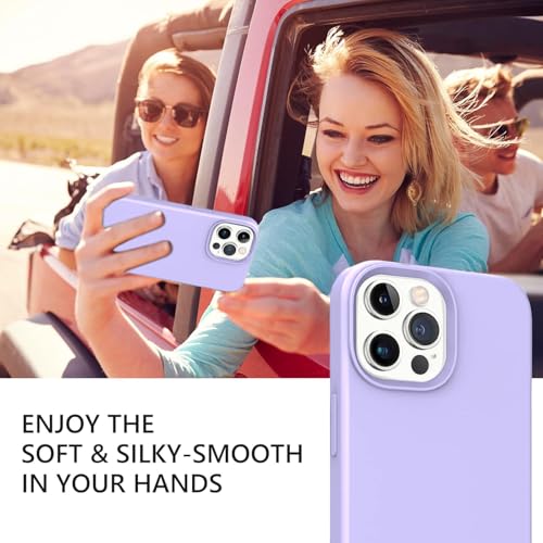 Image of DIZORO Microfiber Candy Case Compatible for iPhone 13 Pro Max Shockproof Slim Back Cover Liquid Silicone Case - Purple