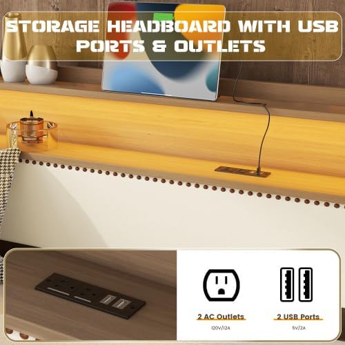 Bellemave Twin Size Daybed with Trundle, Upholstered Daybed with Charging Station and LED Lights, Twin Size PU Leather Daybed SofaBed, White