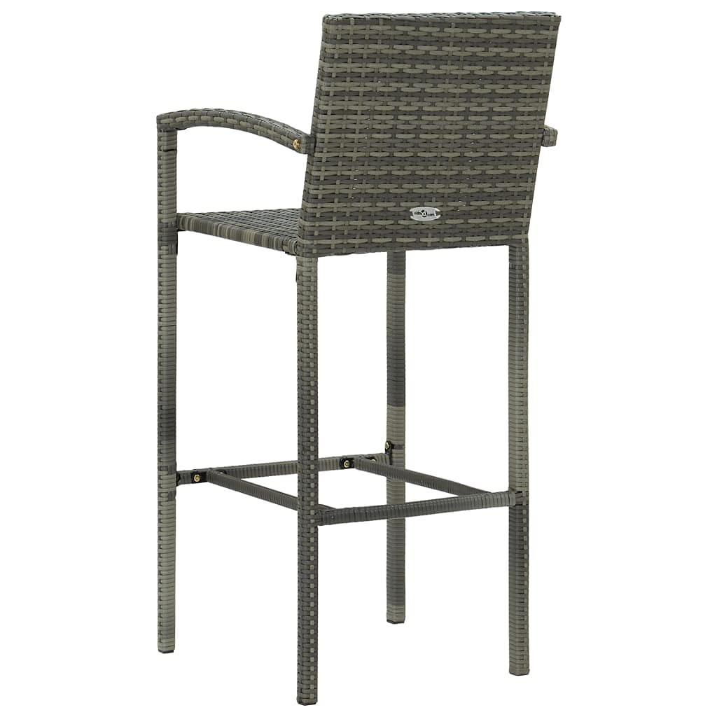 vidaXL 4X Tabourets de Bar Fauteuils de Comptoir Sièges de Pub Tabourets de Comptoir Fauteuils de Pub Sièges de Bistro Gris Résine Tressée