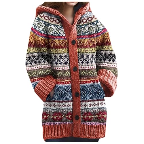 Cardigan pour femme avec motif torsadé long avec capuche -