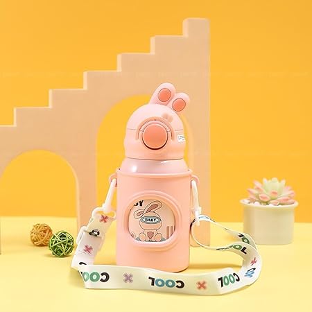 PEPLYF Crazy Cool Sipper Water Bottle for Kids - 500ml | Insulated Stainless Steel | Thermosteel Water Bottle (Pink)