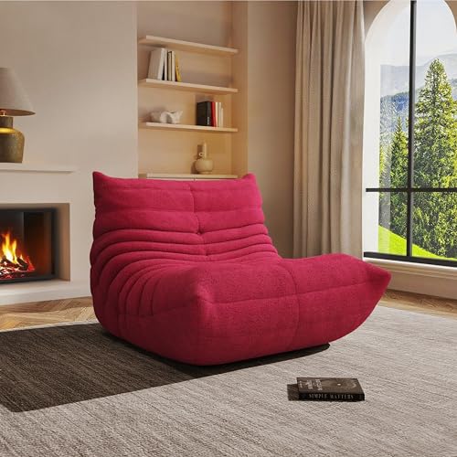 Image of Bean Bag Chair for Adults, Memory Foam Bean Bag Chairs, Comfy Floor Chair Fireside Reading Chair for Gaming Movie Room Bedroom Living Room Small Apartment Dorm (Burgundy, Single)