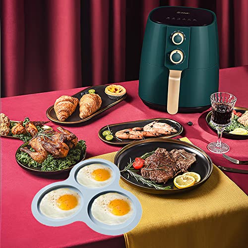 Aweelon 2 Pcs Silicone Air Fryer Egg Pan Reusable Air Fryer Egg Mold,Non-Stick Air Fryer Baking Pan 3 Cavity Silicone Muffin Pans For Baking Hamburger Bun Pan Air Fryer Accessories #TOP4