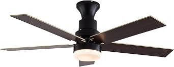 44inch LED Ceiling Fan with Light Modern Ceiling Fan Reversible Wooden Blades 6 Speeds Noiseless DC Motor Timer Lighting Fixture w/Remote for Dining Room Bedroom Living Room Brown