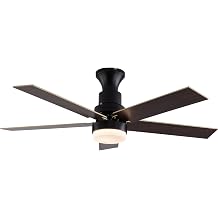 44inch LED Ceiling Fan with Light Modern Ceiling Fan Reversible Wooden Blades 6 Speeds Noiseless DC Motor Timer Lighting Fixture w/Remote for Dining Room Bedroom Living Room Brown