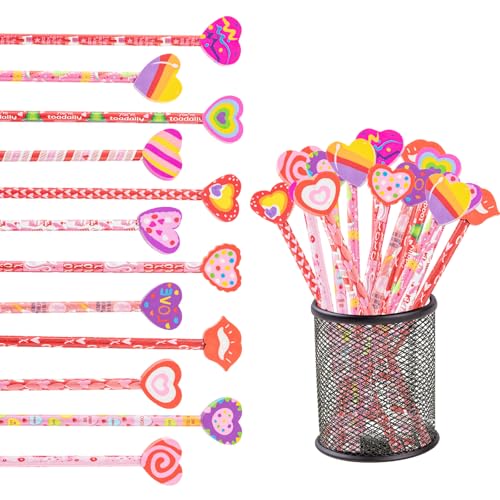 Lápices de grafito Valentine 24 piezas con borrador corazón miniatura 4