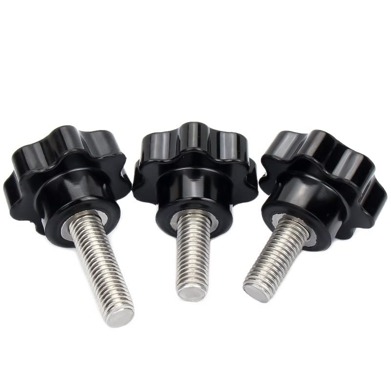 10 Uds M4 M5 M6 M8 M10 M12 304 Perilla de mano de acero inoxidable tornillos de cabeza en forma de estrella de plástico tornillo de máquina con mango de pulgar de sujeción de rosca(100mm,M12 (Head 48m