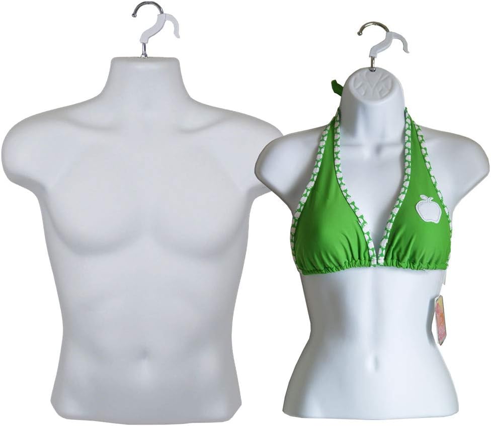 20-Pack Male and Female Mannequin Torso Set, Dress Form Hollow Back Body T Shirt Display, For Hanging - Craft Shows, Photos or Design, Easy to Use and Store, For Sm - Med Clothing Sizes.