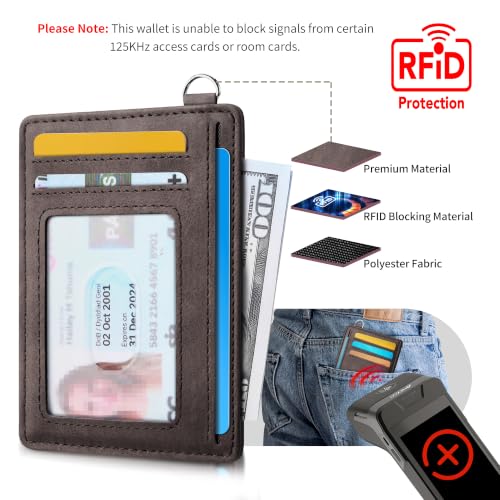 Image of Mayski Slim Wallet, Credit Card Holder for Women, Minimalist Front Pocket RFID Blocking Card Cases, Small Wallet Women Men(MF Coffee)