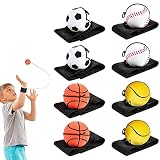 HIULLEN Handgelenk Return Ball, 8 Pcs Ø 6cm Bouncy Handgelenk Bälle, Ball mit Gummiband für Familienspiele, Sportübungen, Kinderspielzeug und Geschenke