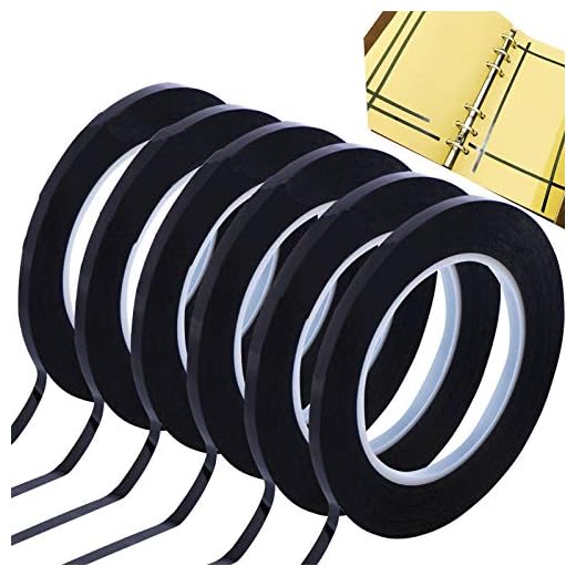 GoProver 6 Pack 3mm 1/8 inch Width Graphic Tape Whiteboard Tape Self Adhesive Chart Line Tape Grid Marking Tapes Gridding Tape Art Artist Tape, 108 feet feet Long Per Roll