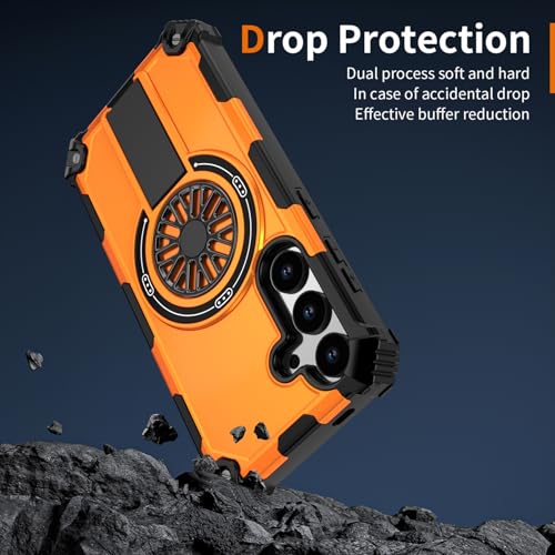 Coque magnétique Galaxy S25 antichoc avec support invisible orange - 2