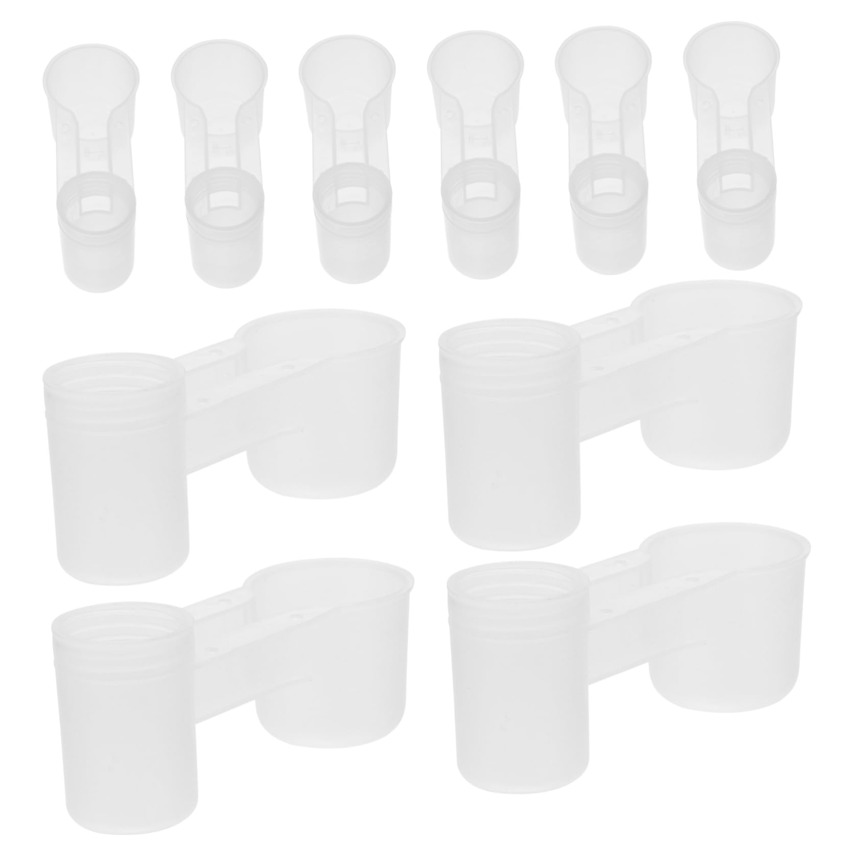 Mangiatoia per Uccelli 10 Pezzi, Bevitore Doppio Due Porte, Plastico Bianco, Facile da Pulire, Fornisce Acqua Pulita per Casa e Zoo