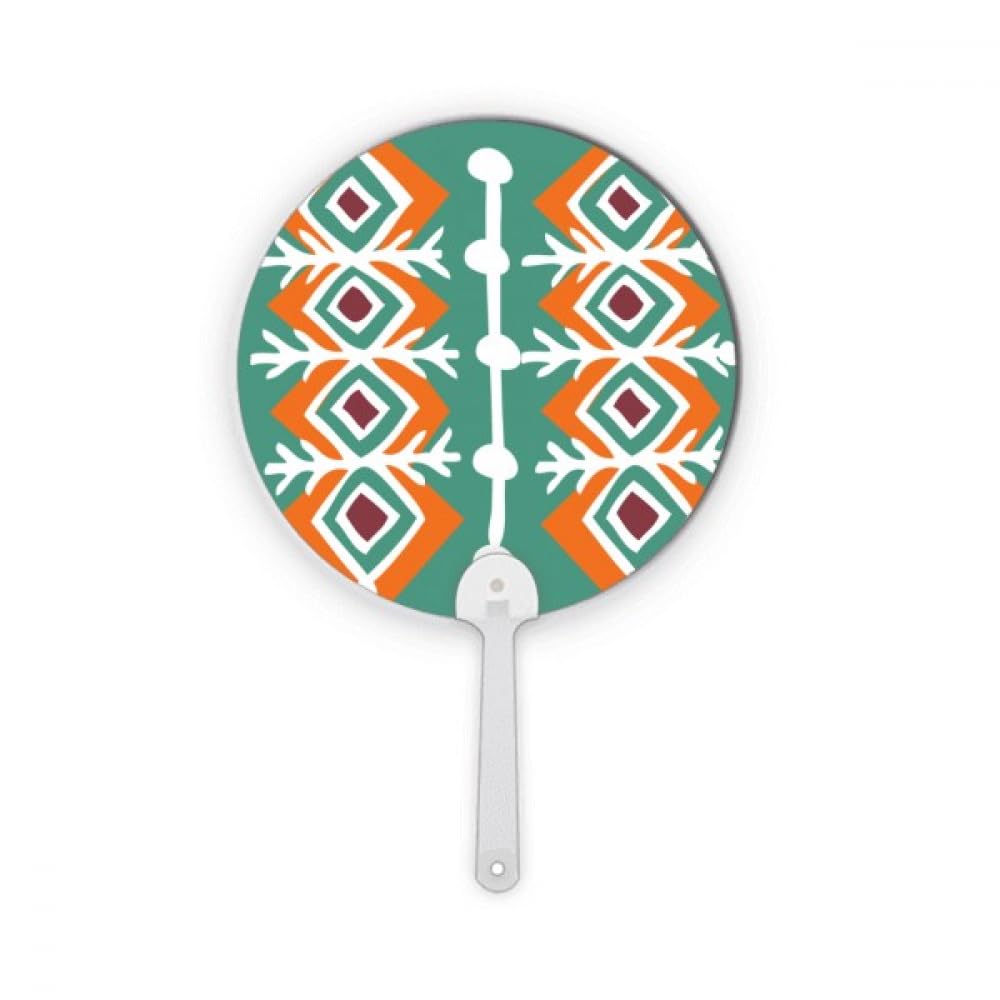 Éventail rond plastique vert motif totem Mexique portable et rigide