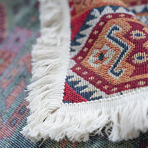 Boho Couch Cover Red Slip Covers Couch, Loveseat Small Sofa Covers For 2 Cushion Couch Washable Couch Protector For Cats Dogs Pet Farmhouse Universal Futon Sectional Couch Cover With Tassel, 71"X 118" #TOP3