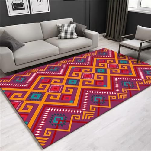 Tapis de sol salon 140x210cm de style ethnique géométrique
