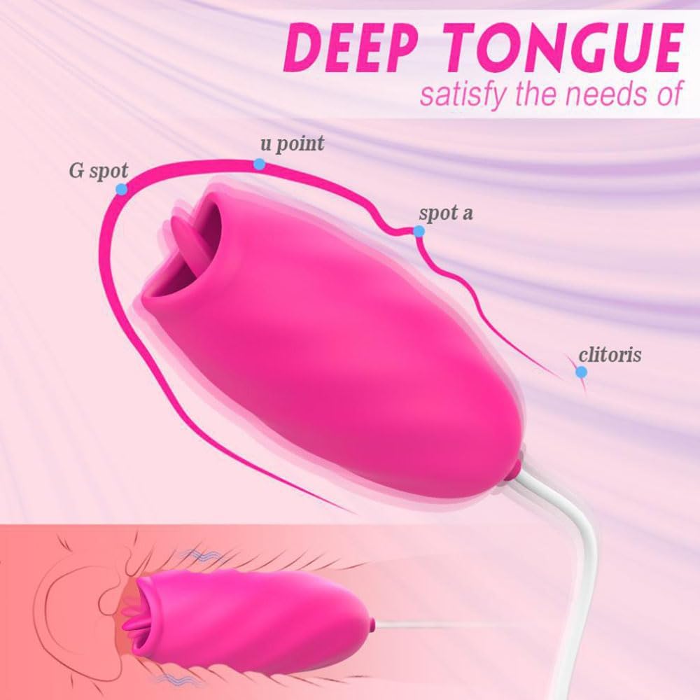 Female G-spot Vibrator, Electric Sex Toy, Adult Back Massager with 9 Tongue Licking Modes, Masturbation Device, Suitable for Female or Couple Sex Toys (ROSEO)
