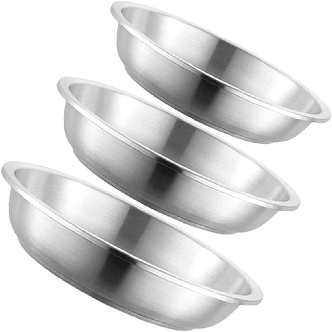 SECFOU 3pcs Stainless Steel Round Plates Simple Style Metal Dishes for Breakfast and Dinner Lightweight and Portable for Camping Picnics and Outdoor Use