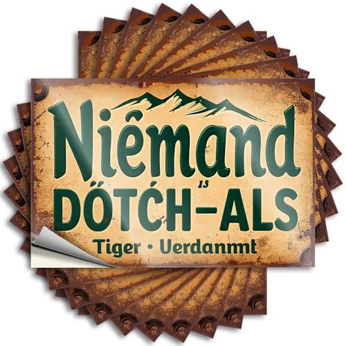 Funny Sticker Vintage Niemand Dotch-ALS Sign with Mountain Background Stickers 10Pcs Funny Sticker Kawaii Car Stickers(8X12CM)