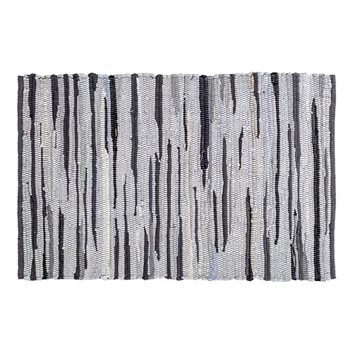 Ramanta Home 100% Cotton Chindi Rag Rug 2'x3' - Charcoal, Recycled Reversible Rug, Boho Rustic Farmhouse Rugs for Living Room, Kitchen, Entryway, Bedroom Floor Mats - 24
