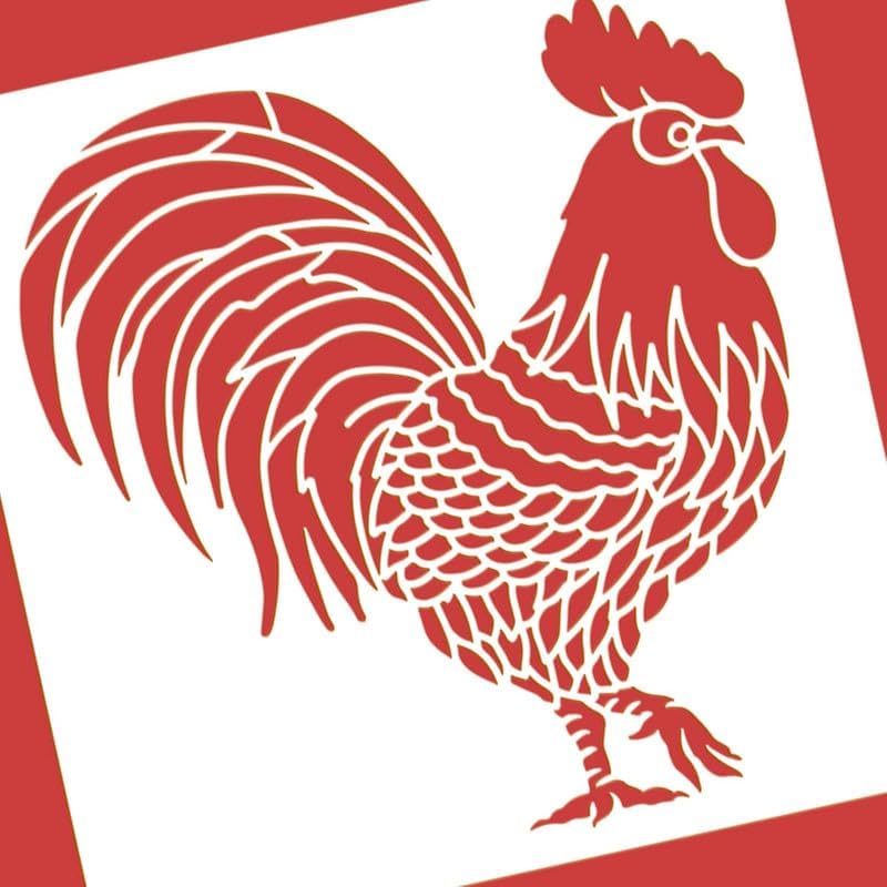 Mandala Soul Large Rooster Pattern Plastic Painting Stencils, 12x12inch Farm Animals Poultry Drawing Template for Painting on Floors, Walls, Doors, Tile, Wood, Cabinet 4