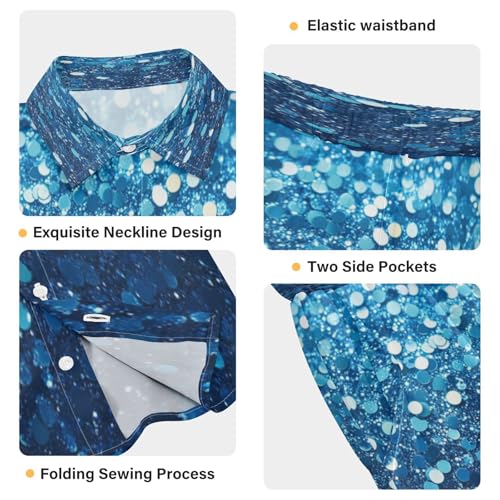 Boccsty Bright Ocean Blue Seafoam Glitter Boy Summer Shorts Sets Hawaiian Toddler Boys T-Shirt & Pants 2 Pcs 3T4